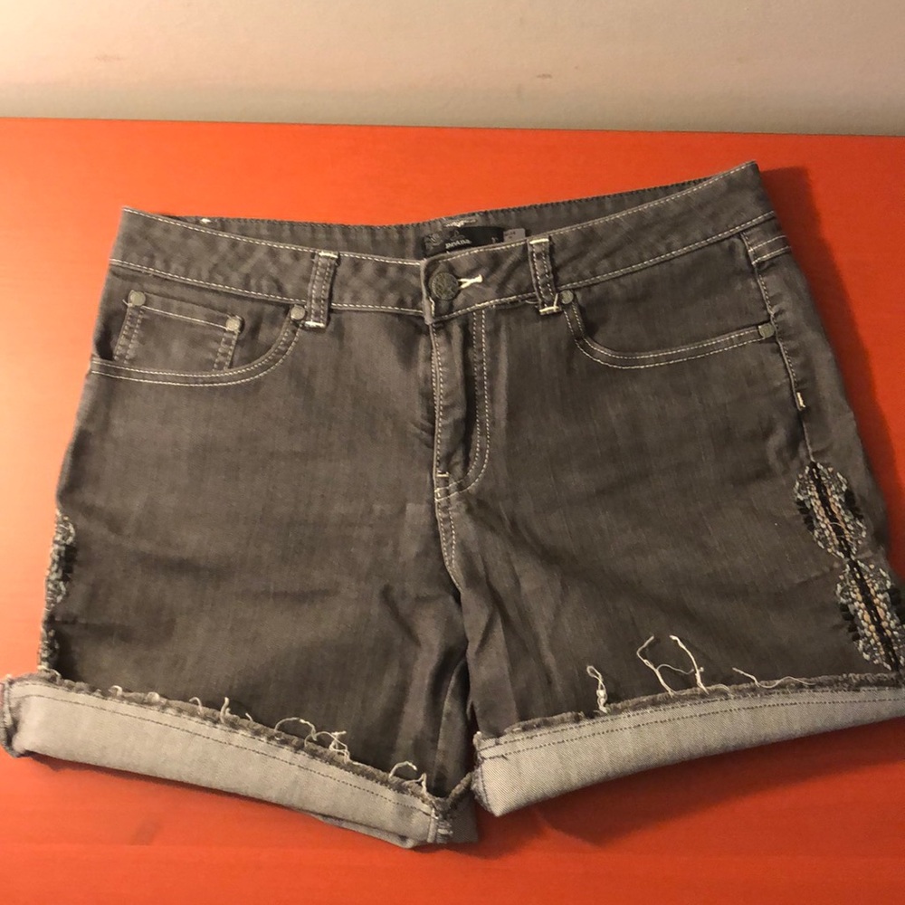 Prana Denim Shorts with Accent Embroidery